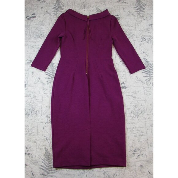 Boden Marisa Ottoman Knee Length Sheath Pencil Dress Red 3/4 Slv Women's 6R - Picture 8 of 9